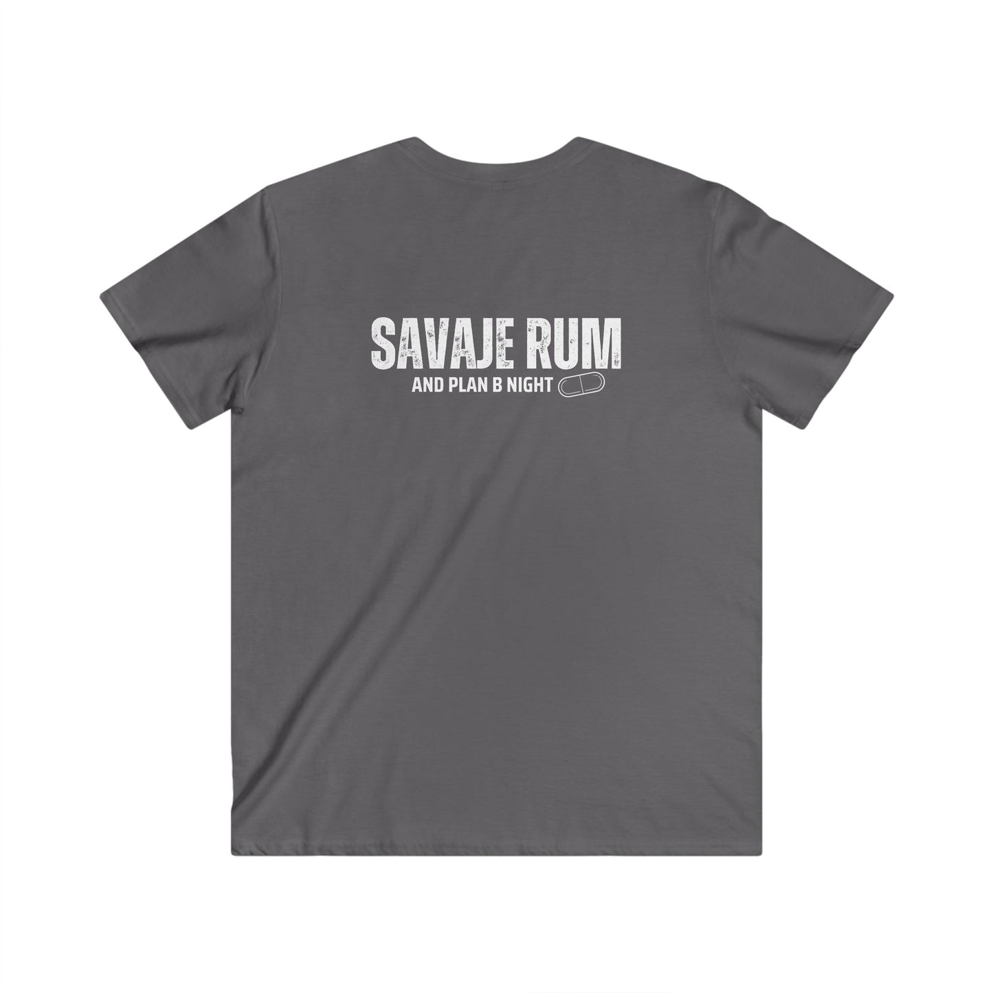 Savaje and Plan B (Front & Back )  - Men's Fitted V-Neck Short Sleeve Tee